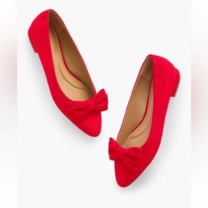 Talbots Edison Bow Suede Flats Red Retro